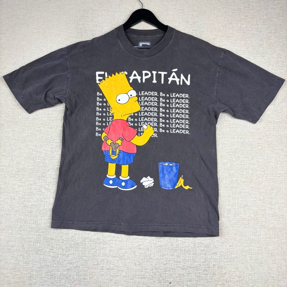 El Capitan Bart Simpson Be A Leader Graphic Tee Mens Large Black Made in USA